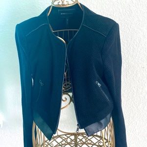 Black jacket with leather trim